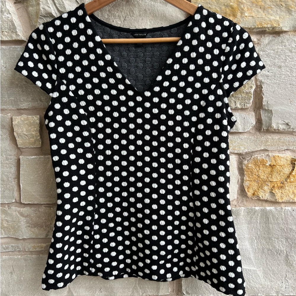 Ann Taylor polka dot cap short sleeve sweater